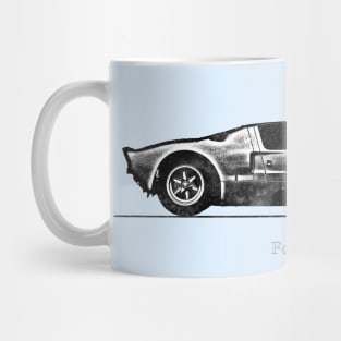 Ford GT40 1966 - Black and White Watercolor Mug